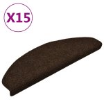 Vidaxl tapis d'escalier autocollants 15pcs marron 65x21x4cm aiguillet