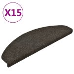 Vidaxl tapis d'escalier autocollants 15pcs marron 65x21x4cm aiguillet