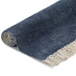 Vidaxl tapis kilim coton 120 x 180 cm bleu