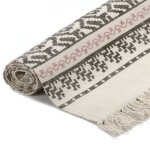 Vidaxl tapis kilim coton 120 x 180 cm avec motif gris / rose