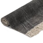 Vidaxl tapis kilim coton 160 x 230 cm anthracite