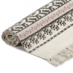 Vidaxl tapis kilim coton 160 x 230 cm avec motif gris / rose