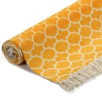 Vidaxl tapis kilim coton 160 x 230 cm avec motif jaune