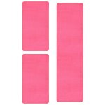 Vidaxl tapis de lit shaggy poils longs 3 pcs rose