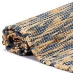 Vidaxl tapis fait � la main jute bleu et naturel 160x230 cm
