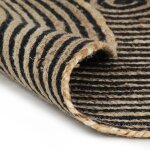 Vidaxl tapis fait  la main jute avec design de spirale noir 90 cm