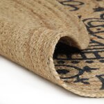 Vidaxl tapis fait  la main jute avec imprim bleu fonc 90 cm