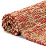 Vidaxl tapis fait  la main jute rouge et naturel 120x180 cm