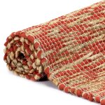Vidaxl tapis fait  la main jute rouge et naturel 160x230 cm