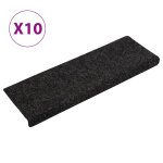 Vidaxl tapis de marches d'escalier 10 pcs noir 65x25 cm aiguillet