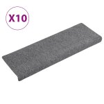 Vidaxl tapis de marches d'escalier 10pcs gris clair 65x25cm aiguillet