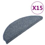 Vidaxl tapis de marches d'escalier 15 pcs bleu 65x25 cm