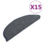 Vidaxl tapis de marches d'escalier 15 pcs bleu fonc 65x25 cm