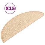 Vidaxl tapis de marches d'escalier 15 pcs crme 56x17x3 cm