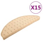 Vidaxl tapis de marches d'escalier 15 pcs crme 56x20 cm