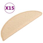 Vidaxl tapis de marches d'escalier 15 pcs crme 65x21x4 cm