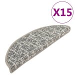 Vidaxl tapis de marches d'escalier 15 pcs gris 56x20 cm