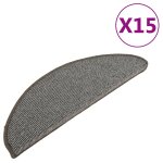 Vidaxl tapis de marches d'escalier 15 pcs gris 65x21x4 cm