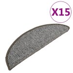 Vidaxl tapis de marches d'escalier 15 pcs gris 65x25 cm
