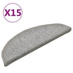 Vidaxl tapis de marches d'escalier 15 pcs gris clair 56x17x3 cm