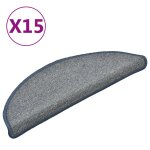 Vidaxl tapis de marches d'escalier 15 pcs gris clair et bleu 56x17x3cm