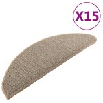 Vidaxl tapis de marches d'escalier 15 pcs gris et marron 65x21x4 cm