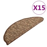 Vidaxl tapis de marches d'escalier 15 pcs marron 65x25 cm