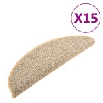 Vidaxl tapis de marches d'escalier 15 pcs marron clair 56x20 cm