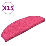 Vidaxl tapis de marches d'escalier 15 pcs rose 65x21x4 cm