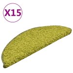 Vidaxl tapis de marches d'escalier 15 pcs vert 56x17x3 cm