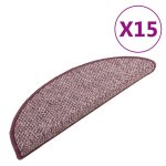 Vidaxl tapis de marches d'escalier 15 pcs violet 65x25 cm