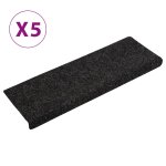 Vidaxl tapis de marches d'escalier 5 pcs noir 65x25 cm aiguillet�