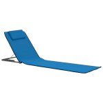 Vidaxl tapis de plage pliables 2 pcs acier et tissu bleu Vidaxl tapis de plage pliables 2 pcs acier et tissu bleu