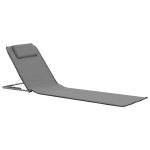 Vidaxl tapis de plage pliables 2 pcs acier et tissu gris