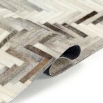 Vidaxl tapis  poils cuir vritable patchwork 120x170 cm gris / blanc