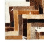 Vidaxl tapis  poils cuir vritable patchwork 160x230 cm marron / blanc