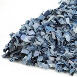 Vidaxl tapis shaggy denim 80x160 cm bleu