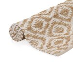 Vidaxl tapis tiss  la main jute tissu 120 x 180 cm naturel et blanc