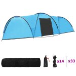 Vidaxl tente igloo de camping 650x240x190 cm 8 personnes bleu