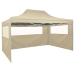 Vidaxl tente pliable avec 4 parois latraux 3 x 4, 5 m blanc crme