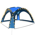 Vidaxl tente de rception avec led et 4 parois 3, 6x3, 6x2, 3 m bleu