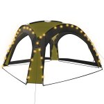 Vidaxl tente de rception avec led et 4 parois 3, 6x3, 6x2, 3 m vert