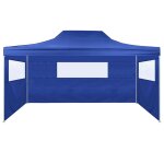 Vidaxl tente de r�ception pliable avec 3 parois 3x4 m acier bleu
