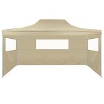 Vidaxl tente de r�ception pliable avec 3 parois 3x4 m acier cr�me