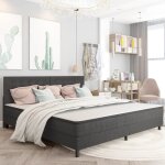 Vidaxl tte de lit touffete gris fonc tissu 200x200 cm