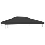 Vidaxl toile de toit de belvdre 2 niveaux 310 g / m 4x3 m noir