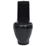Vidaxl toilette en cramique ronde coulement d'eau au fond noir