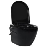 Vidaxl toilette murale sans bord à fonction de bidet céramique noir Vidaxl toilette murale sans bord à fonction de bidet céramique noir