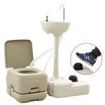 Vidaxl toilette portable de camping 10 + 10l et support  lave - mains 20l