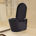 Vidaxl toilette suspendue au mur avec r�servoir cach� c�ramique noir